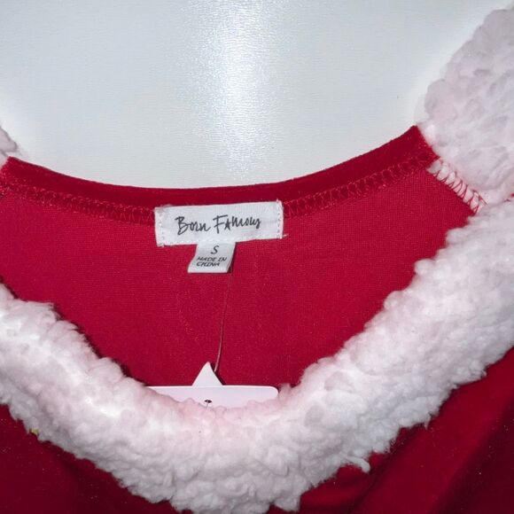 Born Famous Women's Red Mrs. Claus Cap Sleeve Mini Skater Dress Small NWT - Picture 3 of 10